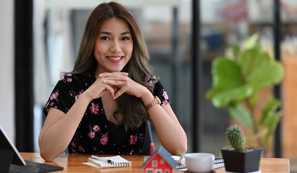 woman sitting at her workplace